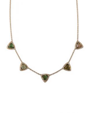 Jacquie Aiche Green Tourmaline & Diamond Pyramid Necklace