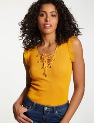 Débardeur maille manches volants