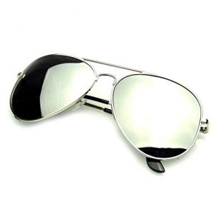 Emblem Eyewear Miroir Complet Polarisée Aviateur Argent Lunettes De Soleil (Silver)