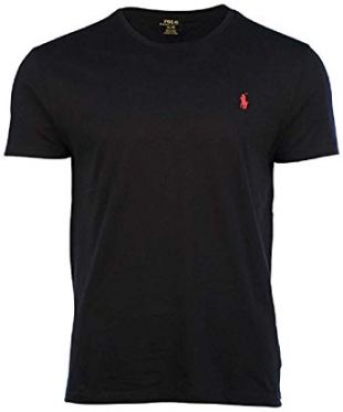 T-shirt basique noir avec logo ralph lauren en rouge
