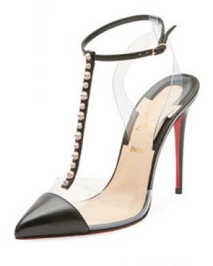 Christian Louboutin - Nosy Spiked T Strap Red Sole Pump