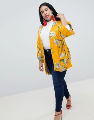 River Island Plus Floral Print Kimono at asos.com