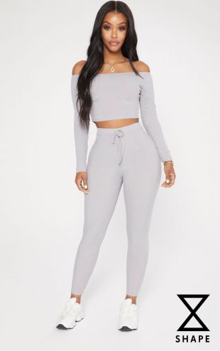 Shape Grey Marl Ribbed High Waist Leggings