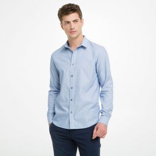 Chemise slim manches longues fantaisie Windel 2 Dobby homme Calvin Klein Bleu Ciel Calvin Klein Jeans Homme 3Suisses