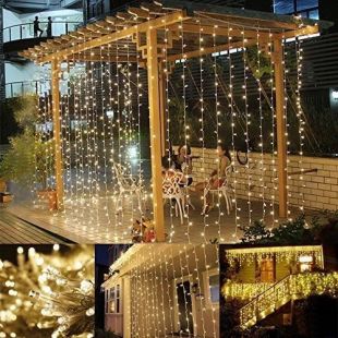 ideau lumineux, 3MX3M , 8 Modes 3000K Lumière Blanc chaud [Classe énergétique A+]