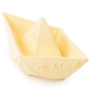 Jouet de bain bateau origami latex d'hévéa vanille