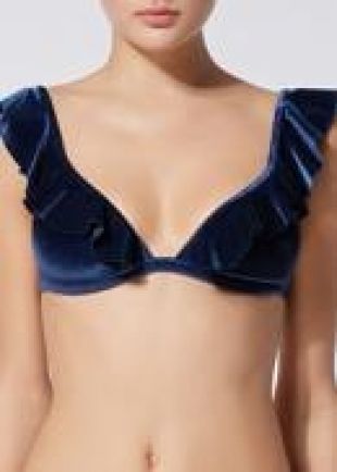 Haut de Maillot Triangle Rembourré Volant Velours