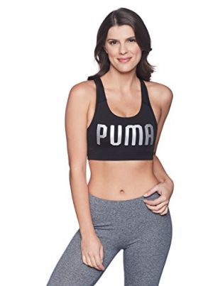 PUMA Women's Powershape Forever Sports Bra Bra, puma Black/Silver puma, M
