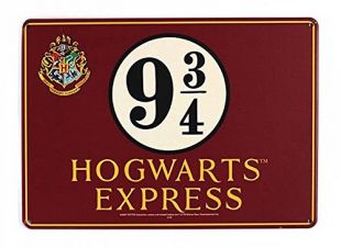 Harry Potter Plaque en tôle 9 3/4 Hogwarts Express (21cm x 14,8cm)