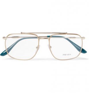 Prada   Aviator Style Gold Tone Optical Glasses