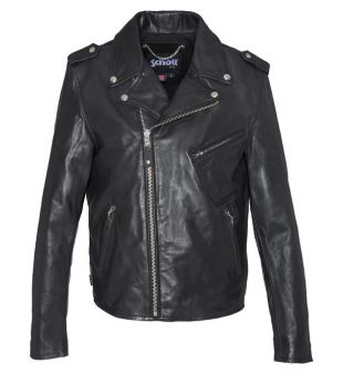 Blouson court façon perfecto en cuir - Schott