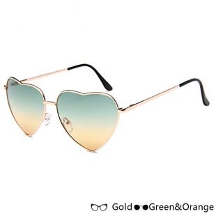 TIANLIANG04 Lunettes De Soleil en Forme De Coeur De La Mode De Femmes Lunettes Arrière,Or Vert Orange W