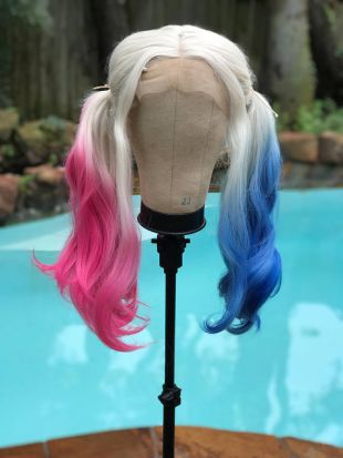 Harley Quinn  - perruque Cosplay Suicide Squad film Style   dentelle devant