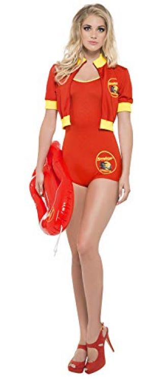 Smiffys Licenciado oficialmente Costume Baywatch Lifeguard Rouge, avec combinaison, veste et flotteur