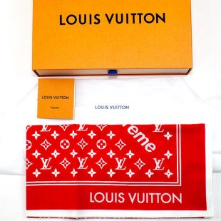 Supreme x Louis Vuitton LV Monogram Bandana Scarf Red 100% Authentic Japan New | eBay