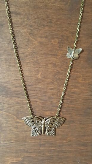 WinterWolfieSilver - Butterfly necklace, Brass necklace, Small ...