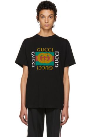 Gucci   T shirt à logo noir Tiger
