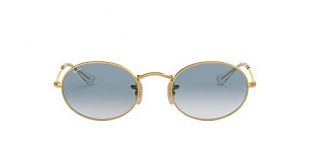 Ray-Ban RB3547N Oval Flat Lenses Sunglasses, Gold/Blue Gradient, 54 mm