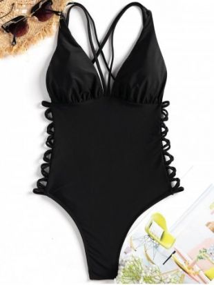 Maillot de Bain Dos Nu avec Lacets sur le Côté