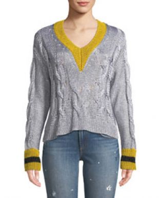 Rag & Bone Emma Cropped V Neck Sweater