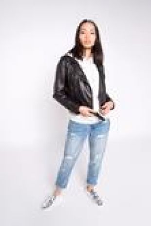 Veste biker oeillets doublure motif
