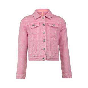 Cara Loren Y2K Camo Silver Ring Zip Denim Jacket Baby Pink Faux Fur Collar  Lg
