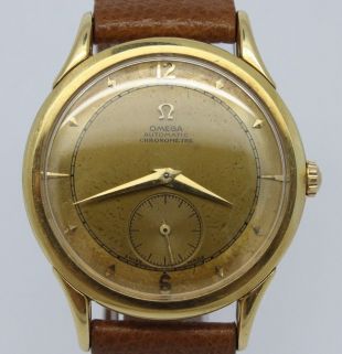 1948 Omega Centenary Chronometer 35mm Mens 18k Gold Watch 30.10RAPC JUB