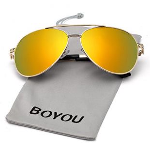 BOYOU Lunettes de soleil Polarized UV400 Aviator Homme, Objectif 61mm, Protection UV400