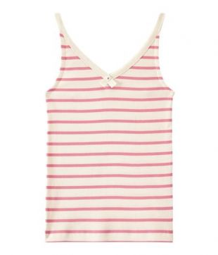 Top rayé à noeud rose