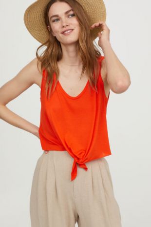 Top sans manches à nouer   Orange   FEMME | H&M FR