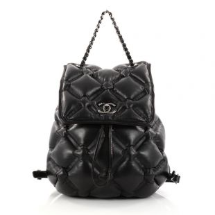 Chanel Chesterfield Backpack Quilted Diamond Medium Black