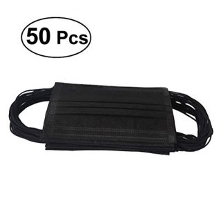 ROSENICE Masque jetable 50pcs 3 couches visage chirurgical filtre à poussière couvercle de la bouche pour médecin dentiste infirmière (noir)
