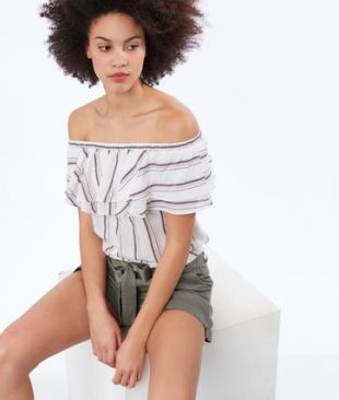 Top épaules dénudées à rayures  - ETAM