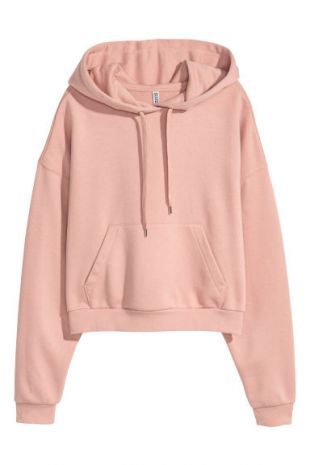 Sweat à capuche court   Rose clair chiné   FEMME | H&M FR