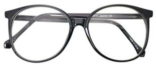 Oversized Big Round Horn Rimmed Eye Glasses Clear Lens Oval Frame Non Prescription (BLACK 6045)