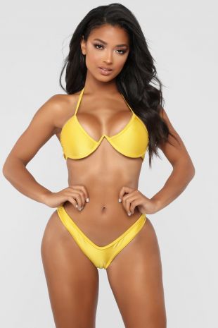 Fine Lines Underwire Bikini Set   Yellow