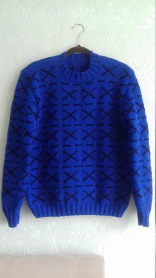 À la main/fait main tricot Bojack Horseman inspiré pull / chaud commande pull pour homme mélange de laine bleu foncé