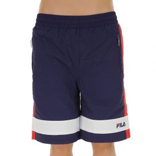 The short navy blue Fila that door Soolking in her video clip "Adios" featuring | Spotern