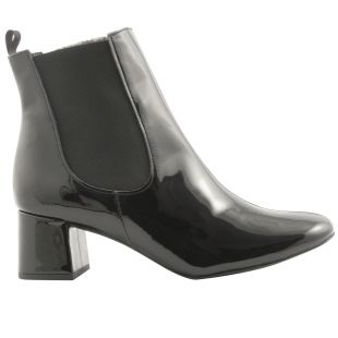 Bottines vernis noir Amanda en cuir de qualité   Exclusif Paris