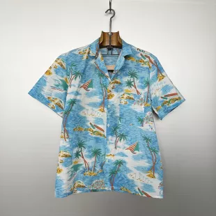 Chemise hawaïenne bleue vintage