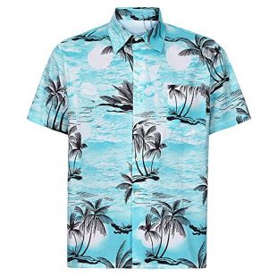 Hawaiian Shirt-Short Sleeve Front-Pocket Beach Floral Printed