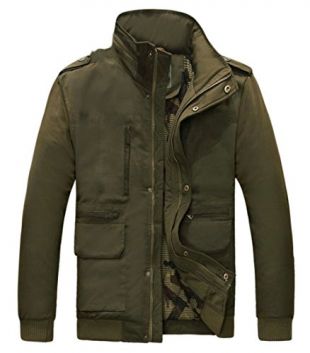 Alion Men's Autumn Long Sleeve Military Style Slim Fit Cotton Hooded Jacket Coat 1 XXL