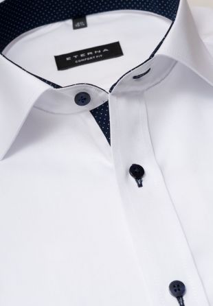 eterna - ETERNA CHEMISE À MANCHES LONGUES COMFORT FIT PINPOINT BLANC UNI