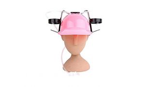 WAOBE Thirst Aid Beer Helmet   Détient 2 Canettes De Bière   Chapeau De Bière, Chapeau De Paille À Boire, Casque De Bière   Great Party Accessory Lazy Beer Hat,Pink