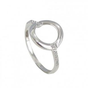 Bague Argent 925 Strass Noir Et Blanc - Taille 57, Occasion En Excellent état