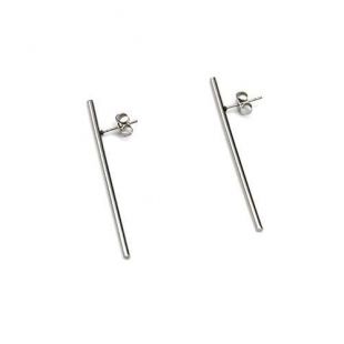 BO502E   Boucles d Oreilles Barres Pendantes Acier Argenté   Mode Fantaisie
