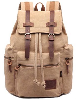 Mygreen Vintage Canvas Backpack Casual Daypacks Khaki