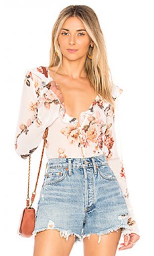 MAJORELLE BLOUSE FLEURIE FLEUR en White Zinnia