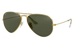 Ray-Ban Original Aviator RB3025 Différentes Couleurs | Ensemble de lunettes complet (Montures: Arista Gold | Lentilles: Cristal Vert)