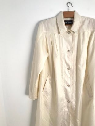 Manteau De Pluie Vintage Fleet Street Années 80 - Blanc, Coupe-vent, Voile, Taille 10 Femme